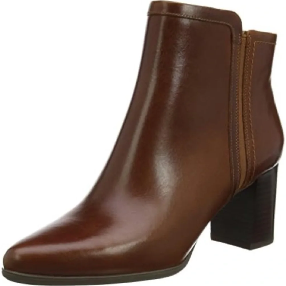 Rockport Total Motion Leather Ankle Booties - Lynix Tan Boots 9.5